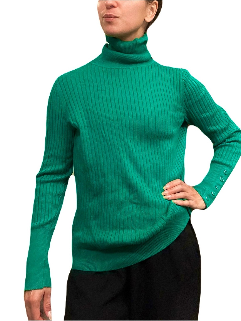 Talbots Emerald Ribbed Turtleneck Sweater